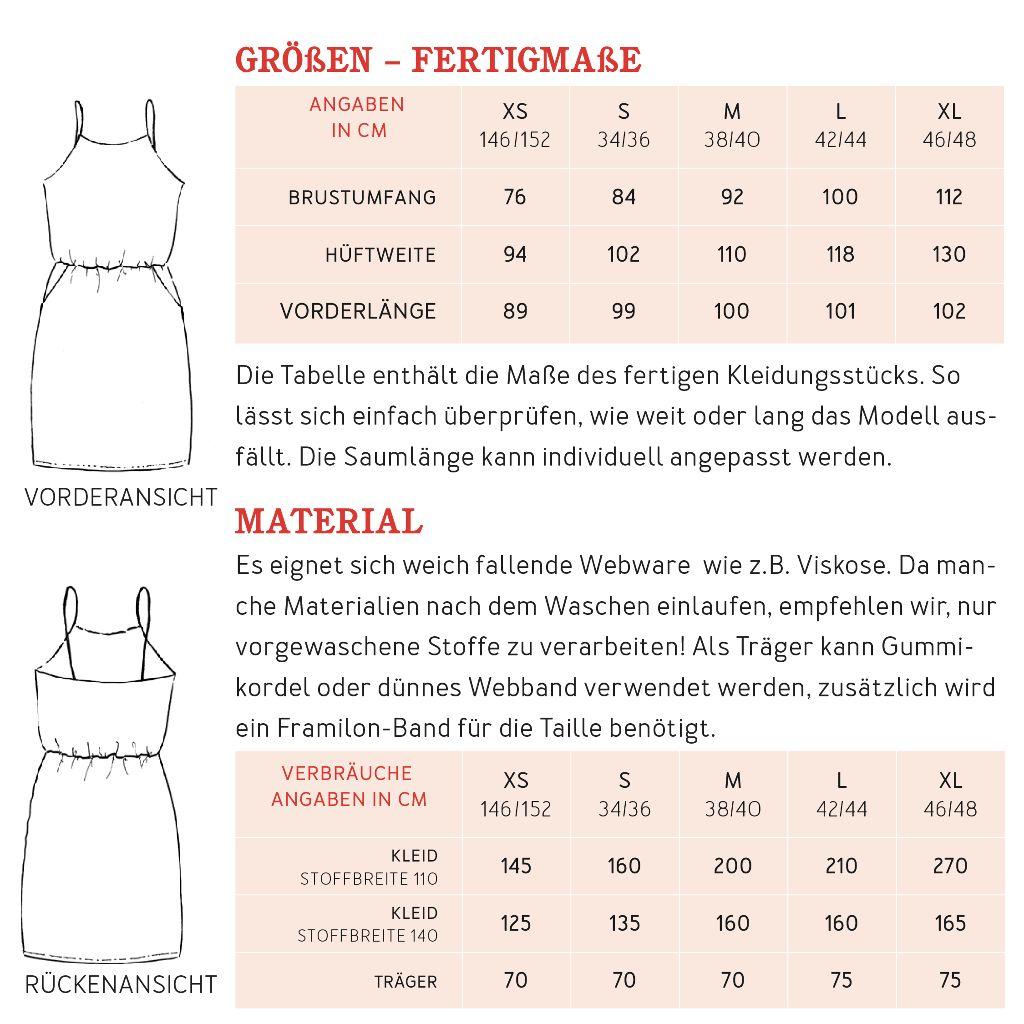 Papierschnittmuster Trägerkleid Frau Sofie XS-XL